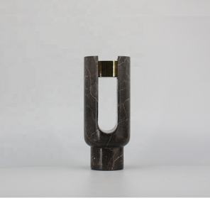 Bougeoir en marbre biologique avec bougeoir en métal ou photophore dernière conception en métal décoratif avec bougeoir en marbre - Product Image 4