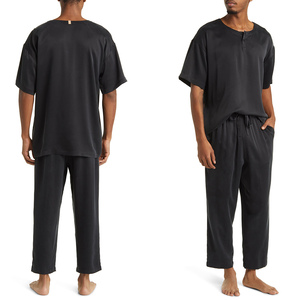 Ensemble de pyjama en soie de mûrier véritable pour hommes, vêtements de nuit à manches longues, couleur unie, vêtements de nuit de haute qualité pour hommes, vêtements de détente doux pour la maison - Product Image 6