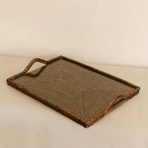 NOUVEAU DESIGN Plateau de service rectangulaire en rotin, naturel, rustique, tissé, écologique, pour la décoration de la maison et de la cuisine, plateau de rangement et de présentation - Product Image 1
