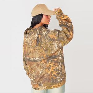 Sudadera con capucha y cremallera unisex de gran tamaño 100% poliéster camuflaje sublimación OEM con logotipo personalizado al por mayor - Product Image 4