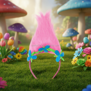 Adorable perruque de cheveux de troll <span class=keywords><strong>Poppy</strong></span> avec bandeau - Product Image 3