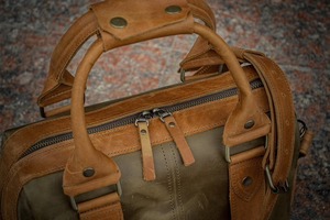 กระเป๋าเดินทางหนังสไตล์เรโทร กระเป๋าถือขนาดใหญ่ ใส่ของได้เยอะ พกพาสะดวก กระเป๋าเดินทางขึ้นเครื่องบินได้ มีช่องใส่พาสปอร์ตด้านนอก ซิปทำมือ - Product Image 3