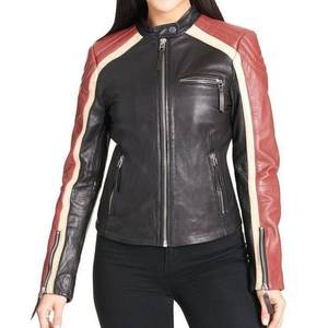 Chaquetas de mujer RTS con logo personalizado en negro, rojo y blanco, chaqueta clásica de invierno, abrigos de cuero genuino, chaqueta bomber Highstreet - Product Image 1