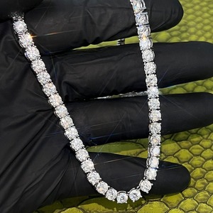 <b>Iced</b> <b>Out</b> VVS Moissanite Diamond Hip Hop Luxury <b>Chain</b> Unisex for IGI Certified RATAN JEWELS Tennis Link Round Diamond Necklace - Product Image 1