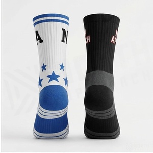 Chaussettes de basket-ball respirantes North Approach Crew Socks, motif lettres noir et blanc, pour adultes, été - Product Image 2