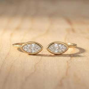 IGI Certified Marquise Shape Lab Grown Diamond Halo <b>Drop</b> Earring 2CT Per Pair 10K 14K 18K Solid Gold Color E VVS Fine Ear Rings - Product Image 4
