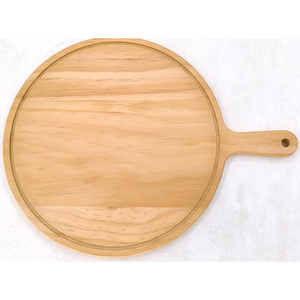 Tabla para Pizza Redonda de Madera Natural Ecológica con Asa, Pulida, para Servir Pizza en Restaurantes y Mesas de Cocina Domésticas - Product Image 1