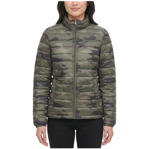 Men's Camouflage Puffer <b>Jacket</b> Stand Collar Zipper Closure Windproof Casual Autumn Slim Fit Polyester Wadding Regular Sleeve - Product Image 6