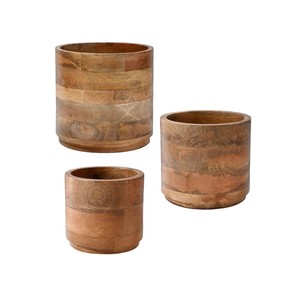 Natural for Wood 25x25x25 cm Mid Century Modern <b>Rectangle</b> Stackable <b>Planter</b> Set-Wholesale Outdoor Display - Product Image 5