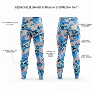 Leggings de compression pour homme, faciles à porter, séchage rapide, pour la gym, la course, le yoga, le sport, avec imprimé abstrait personnalisé sur toute la surface. - Product Image 2