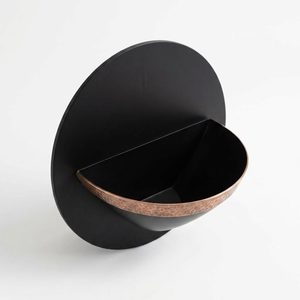Handmade 30 cm Aluminium Half Bowl Matte Black Copper Band Wall Hung Bhitti Wall Mounted Decor for Home Decorative Storage Boxes - Product Image 2