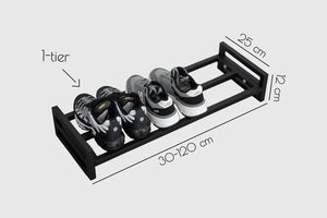 Minimal <b>Black</b> Shoe Rack Single Tier Space Saving Organizer Sturdy Stable <b>Frame</b> Compact Design Modern Entryway Storage Solution - Product Image 2