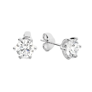 Élégantes boucles d'oreilles clous rondes 1 carat chacune en or massif 14K avec diamants de laboratoire IGI pour femme – Bijoux de mode au look moderne - Product Image 3