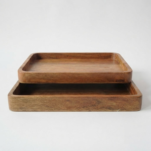 Handcrafted <b>Large</b> Round Solid Wood <b>Tray</b> With Carved Geometric Rim Acacia Decorative <b>Serving</b> Platter For Coffee Table Decor - Product Image 6