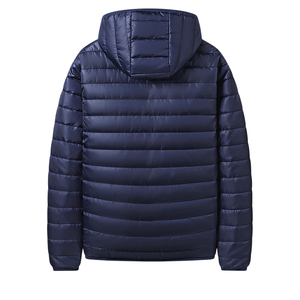 Chaqueta Acolchada con Capucha para Hombre, Color Azul Marino, Cierre de Cremallera, Resistente al Viento, Ropa Casual de Invierno, Color Sólido, Relleno de Poliéster, Corte Regular - Product Image 2