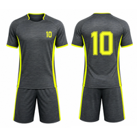 Uniforme de fútbol de secado rápido para hombre con logotipo personalizado, sublimación gris jaspeado y amarillo neón, uniforme de fútbol para entrenamiento deportivo