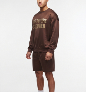 Conjunto de Sudadera y Pantalones Cortos de Forro Polar de Poliéster para Hombre, Estilo Urbano de Invierno, Conjunto de Dos Piezas - Product Image 5