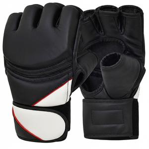 Guantes Profesionales de Piel Negra para MMA, Guantes de Combate con Acolchado Reforzado para Entrenamiento de Artes Marciales y Deportes de Combate - Product Image 2