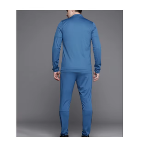 Men Blue Full Zip Tracksuit <b>Set</b> Solid Color Long Sleeve Joggers With Side Pockets Quick Dry Casual Autumn Wear - Product Image 2