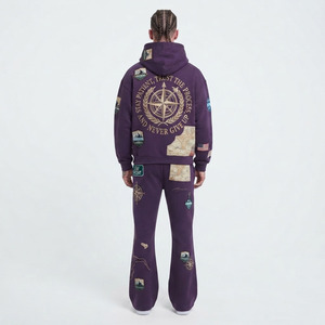 Conjunto Deportivo de Invierno para Hombre, Sudadera con Capucha, Pantalones Deportivos, Pantalones de Forro Polar Largos, Ropa Casual, Pantalones Deportivos de Pierna Ancha - Product Image 2