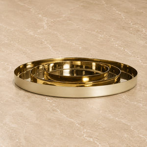 Set of 3 Shiny Brass Polished Serving <b>Trays</b> <b>Small</b> and Big Hotel Restaurant Metal <b>Tray</b> Wholesale for Hotels and Restaurants - Product Image 1