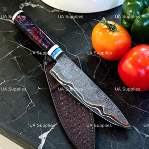 Cuchillo de Chef de Acero Damasco de Cobre de Lujo, Forjado a Mano, Cuchillo de Cocina Afilado como una Navaja, Cuchillo de Chef Profesional, Proveedor OEM ODM - Product Image 3