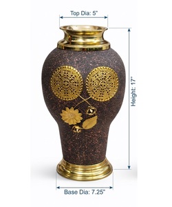 Premium Antique Brown & Gold Flower Vase | Handcrafted <b>Textured</b> Decorative Pot with Floral Metal Work for Home Decor - Product Image 6