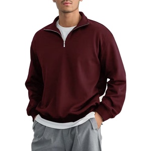 Custom Men's Women's Oversized Half Zip Sweatshirt <b>Mock</b> <b>Neck</b> Plain Cotton Fleece Streetwear <b>Top</b> - Product Image 1