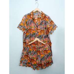 Conjunto de pijama de algodón indio con estampado floral para mujer y hombre, conjunto de pijama corto para verano, pijama de moda para mujer, personalizado. - Product Image 4