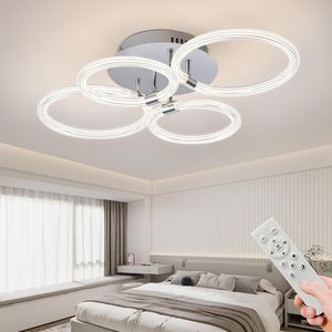 Plafoniera LED Moderna Dimmerabile a 6 Anelli in Acrilico IP44 RGB per Camera da Letto, Soggiorno, Cucina, Ufficio - Product Image 2