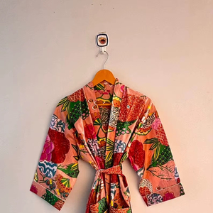 Kimono indien imprimé à la main, costumes pour femmes, vêtements de nuit, robe de plage, peignoir, robe de bain, motif floral, fabricant OEM et vente en gros - Product Image 1