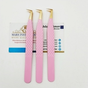 Pince à cils rose plaquée or, pointe lisse, outils de précision pour extensions de cils - Product Image 5