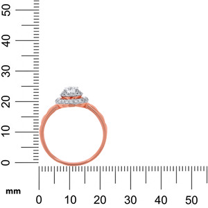 Superbe bague solitaire sphérique, élégante bague à double halo avec diamant rond brillant en or rose, bague de fiançailles de luxe pour femme - Product Image 5