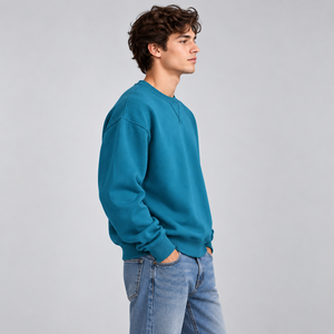Sudadera tipo jersey para hombre, venta al por mayor directa de fábrica, a rayas, OEM ODM, estilo holgado, jacquard, con dobladillo dividido, vintage, para gimnasio - Product Image 3