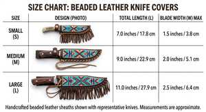 Étui à couteau en cuir souple perlé avec décor en plumes et boucle de suspension, ajustement universel, accessoire de chasse - Product Image 3