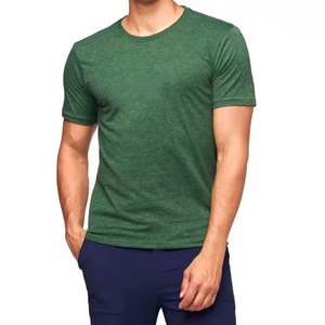T-shirt respirant pour homme, col rond, couleur unie, coton, manches courtes, qualité supérieure, style streetwear, vêtements d'été, coupe ajustée, chemises pour homme - Product Image 1
