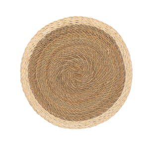 Washable Style Seagrass <b>Table</b> <b>Mats</b> <b>Round</b> Woven Straw Placemats Natural Wicker Chargers Easy Clean Tableware - Product Image 1