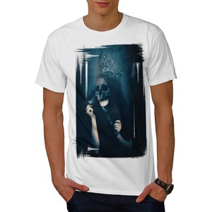 T-shirts d'été décontractés à col rond, manches courtes, coupe ajustée, respirants, écologiques, avec imprimé graphique tête de mort de designer, en tricot - Product Image 3