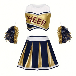Uniformes de cheerleading pour jeunes, lots en gros, crop top, expédition rapide depuis les États-Unis, couleurs en stock, logo personnalisé, polyester, séchage rapide, respirant. - Product Image 5