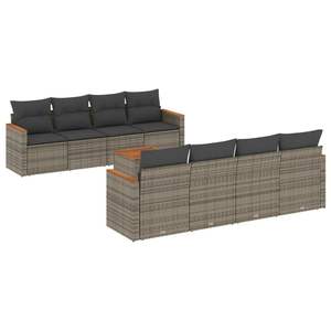 Ensemble de canapé de jardin modulaire en rotin PE gris 9 pièces, meubles de jardin élégants Modera - Product Image 1