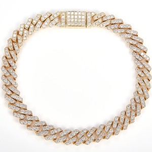 Bracelet cubain en argent 925 avec diamants Moissanite VVS taille brillant rond, fermoirs sécurisés, style Iced Out - Product Image 5