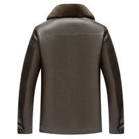 Veste d'hiver en gros pour hommes, manteau en cuir épais avec col en fausse fourrure, doublure polaire chaude, vêtement d'extérieur décontracté, tenue professionnelle élégante