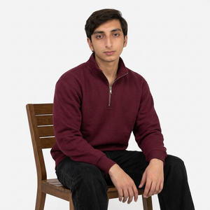 Sweat-shirt personnalisé pour homme à col montant zippé, en polaire douce, coupe oversize, avec poignets côtelés, style décontracté urbain - Product Image 5