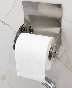 Porte-papier toilette mural en acier inoxydable avec couvercle, distributeur de rouleaux de papier toilette moderne pour salle de bain - Product Image 1