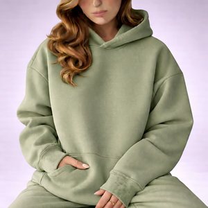 Sweat à capuche long et ample pour femme, en velours premium, chaud pour l'hiver, décontracté, confortable et élégant - Product Image 1