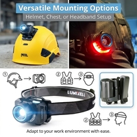 Lampe frontale LED hybride, autonomie de 8 à 16 heures, fixation multiple (tête/casque/main), IP65, faisceau réglable 600 lumens