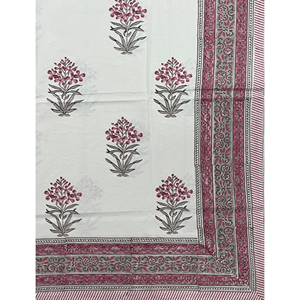 <b>Double</b> Multi White Butta Hand Block Printed Cotton 200TC Geometric Flat <b>Bed</b> <b>Sheet</b> Breathable Home Hotel & Fancy Use - Product Image 2