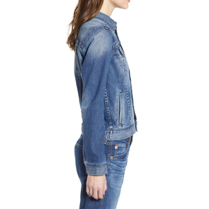 Women’s Denim <b>Trucker</b> <b>Jacket</b> Wholesale Supplier with Classic Button Closure, Multiple Pockets and Professional High Quality - Product Image 1