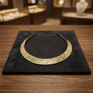 Handmade Brass Hasli <b>Necklace</b> | Gold Polished Brass Collar Choker | Tribal Ethnic Statement Neck <b>Ring</b> - Product Image 2