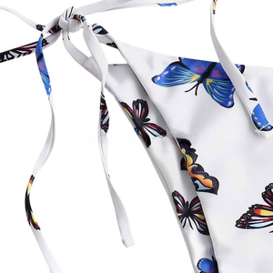Ensemble bikini 2 pièces léger pour femme, col halter, motif uni, séchage rapide, avec bas string en Spandex/Polyester - Product Image 4